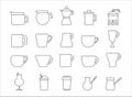 Set of coffee outline icons. Vector illustration Royalty Free Stock Photo